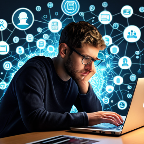 Home 6 **
A person thoughtfully using a laptop, surrounded by glowing search results and icons representing different types of information. Emphasis on clear distinction between reliable and unreliable sources, depicted visually.
**