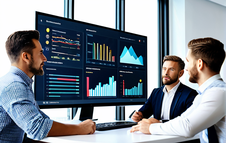 **
"A diverse team of professionals collaborating around a large screen displaying SEO analytics data. Modern office setting, bright and airy, fully clothed in business casual attire, safe for work, appropriate content, professional environment, perfect anatomy, natural pose, high-resolution, detailed."
**
