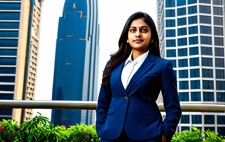**

A professional businesswoman in a modest, dark blue business suit, standing confidently in front of a modern skyscraper in Mumbai, India. Fully clothed, appropriate attire, safe for work, perfect anatomy, natural proportions, professional corporate photography, high quality.

**