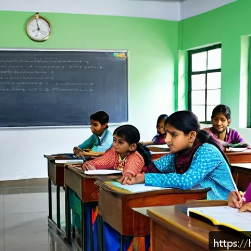 Home 33 학문적 용어집 - A vibrant classroom scene showing a diverse group of Indian students attentively participating in an...