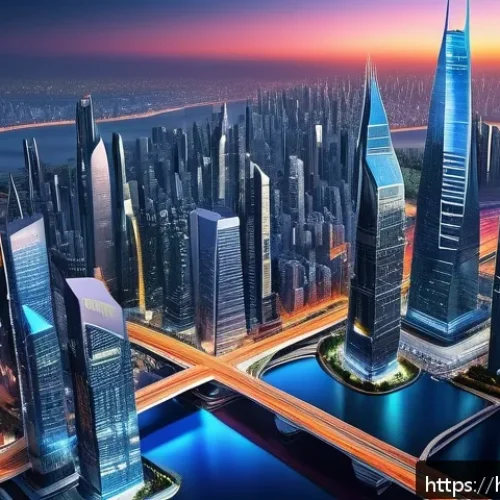 Home 31 웹 3 0 용어집 - A futuristic digital cityscape representing Web