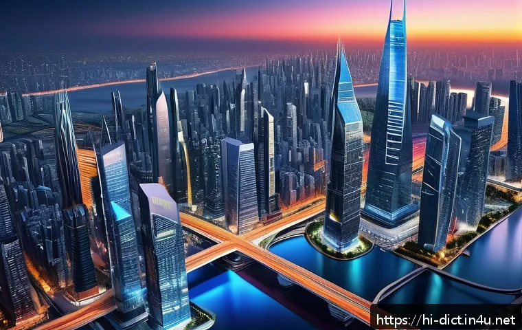 웹 3 0 용어집 - A futuristic digital cityscape representing Web