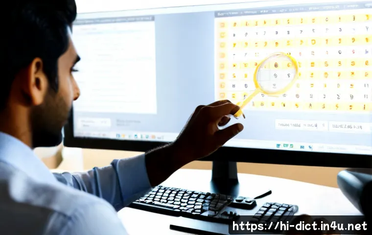 단어 검색 시스템 - Photorealistic modern Indian office scene, a Hindi-speaking professional using a desktop computer wi...